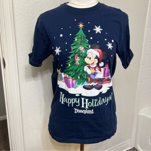 Disney Christmas tee shirt tshirt navy blue holidays Mickey Mouse gift vintage